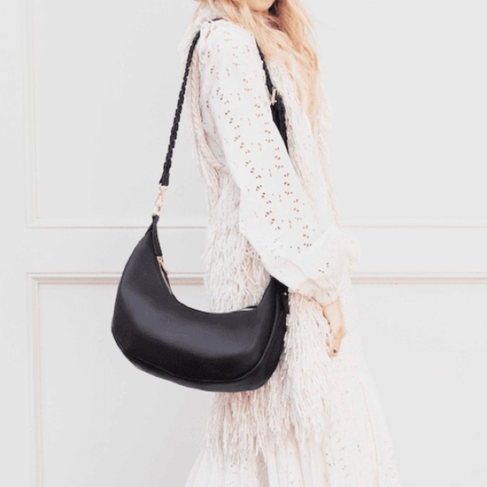 Jules Kae Zola Bag Black Braided Strap Crossbody or Shoulder Purse